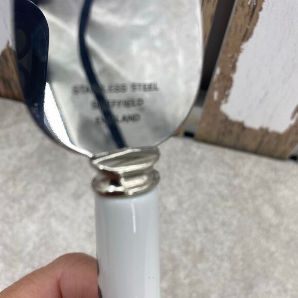 Vintage Sheffield England Christmas Holiday Porcelain & Stainless Steel Cake Pie - Picture 4 of 9